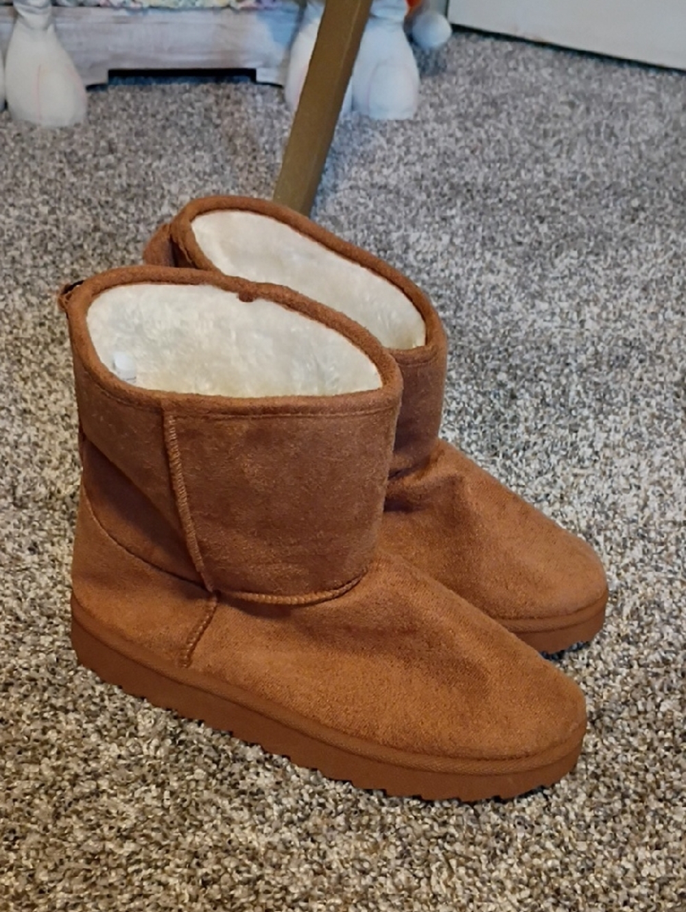 Kids Cozy Faux-Suede Brown Winter Boots
